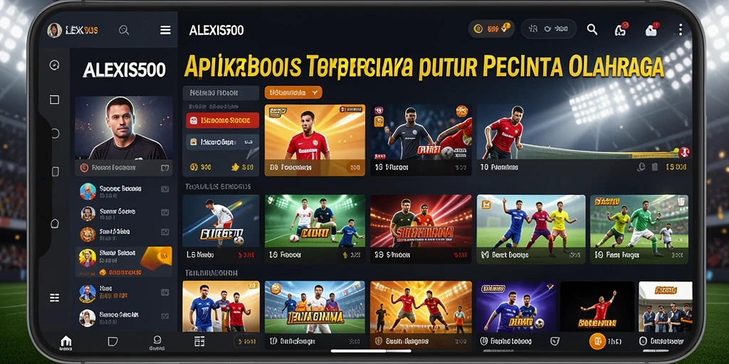 Screenshot ALEXIS500 yang menunjukkan tampilan antarmuka taruhan olahraga.