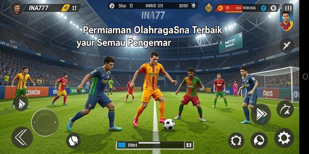 Tampilan gameplay menyerupai pertandingan olahraga nyata yang mendebarkan.