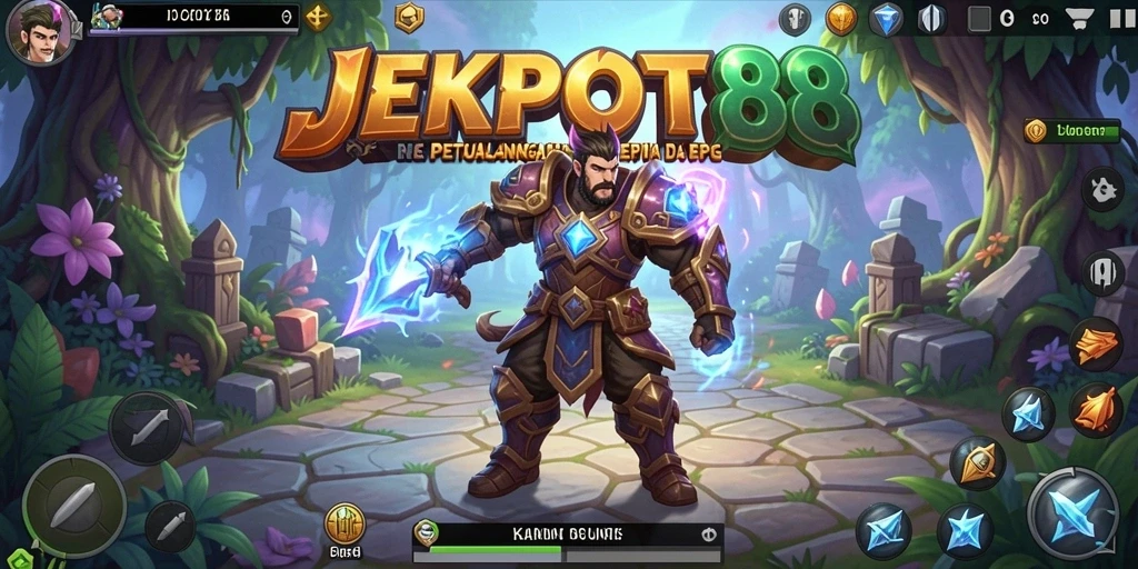 Tampilan screenshot JEKPOT88 menampilkan aksi pertempuran seru dalam dunia RPG.