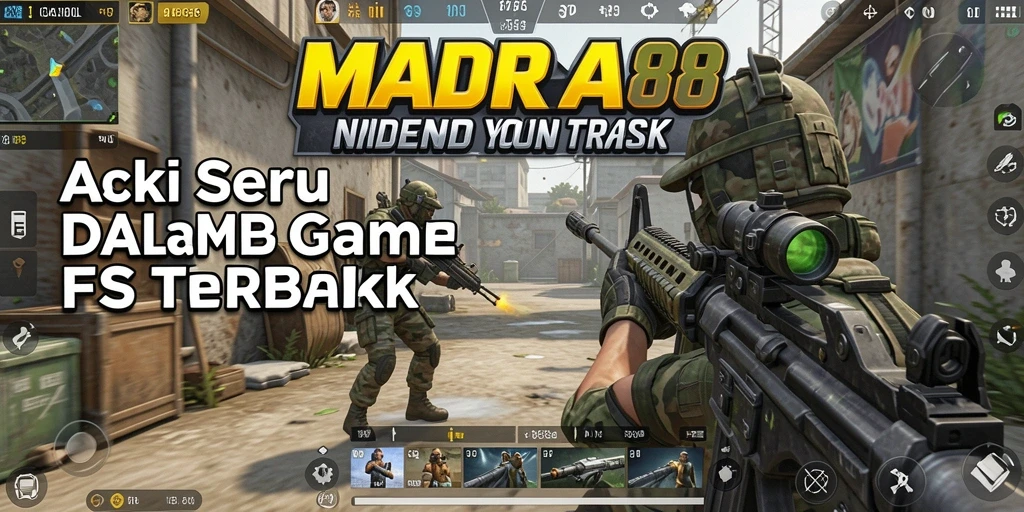 Screenshot gameplay MADURA88 menampilkan pertempuran FPS yang intens.