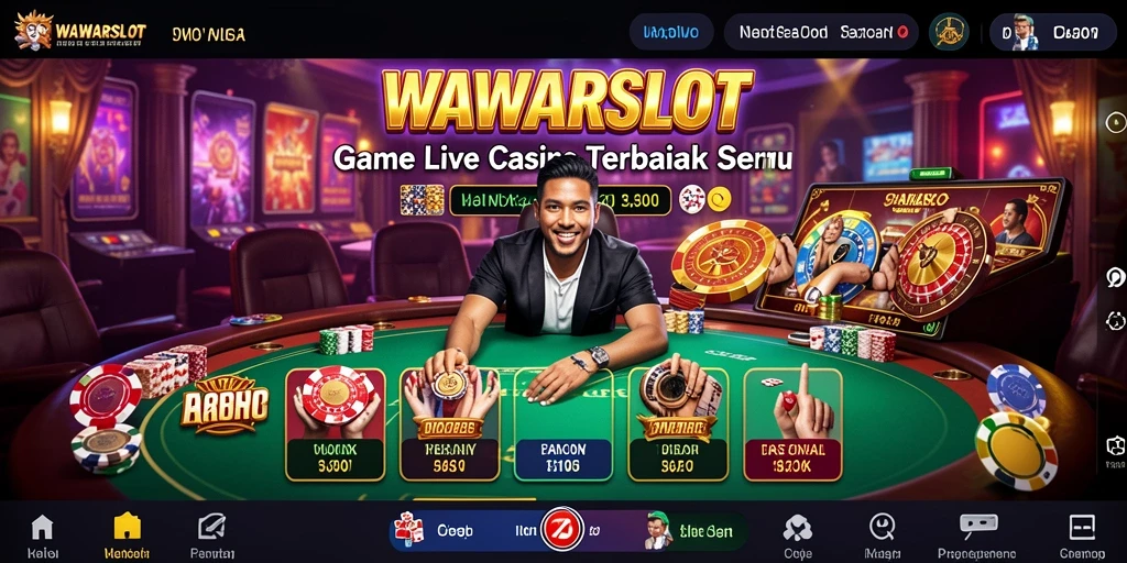Screenshot utama WAWARSLOT menampilkan gameplay Live Casino yang mendebarkan.