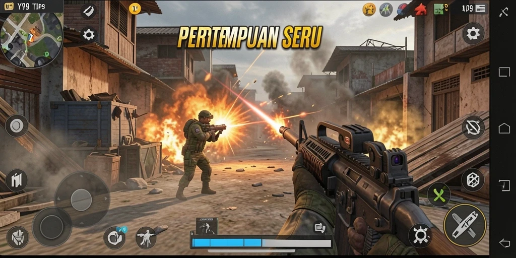 Gameplay seru Y89 dengan aksi tembak-menembak yang mendebarkan.
