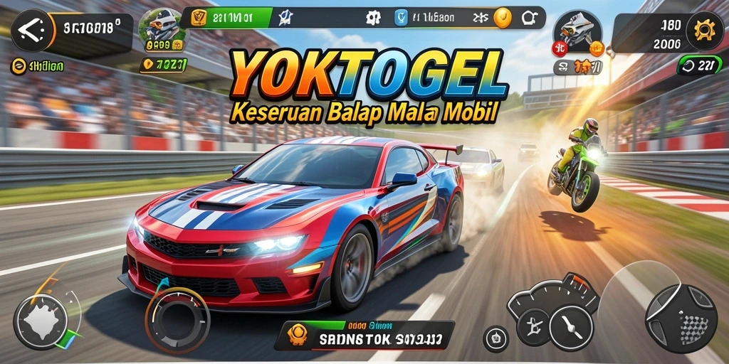 Gameplay seru YOKTOGEL dengan mobil balap yang cepat.